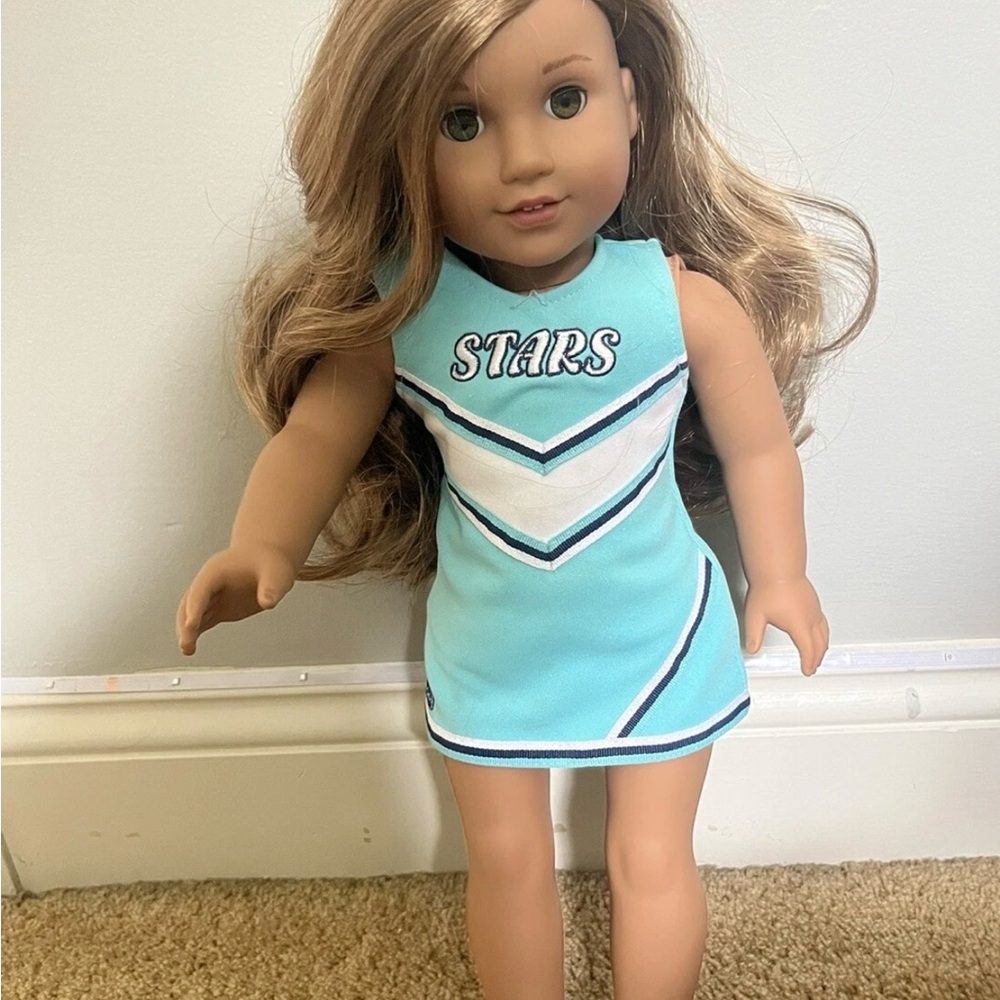 American Girl Cheerleader Doll Outfit - Aqua and White